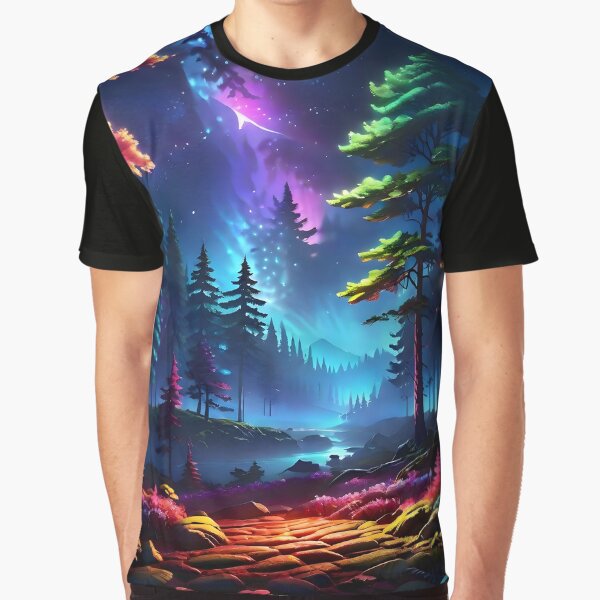 Vibrant, Luminescent Forest at Night by Best-Art-32 T-Shirts, Hoodie, Sweatshirt | BlankRebels.com (Image 1)
