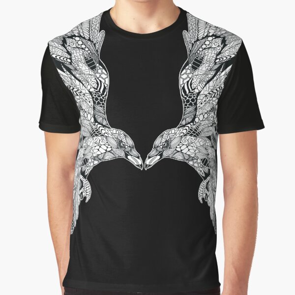 Crow Woods Creature  Wildlife Bird Ornament Outline White by PolaMaku T-Shirts, Hoodie, Sweatshirt (Image 1)
