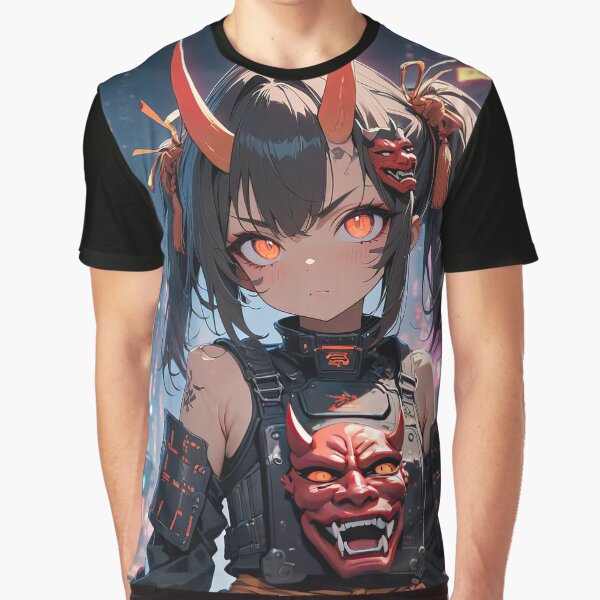 Manga Samurai Warrior Horns Oni Mask T-Shirts, Hoodie, Sweatshirt
