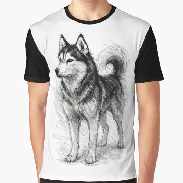 Husky Charcoal Sketch by caracatita75 T-Shirts, Hoodie, Sweatshirt | BlankRebels.com (Image 1)