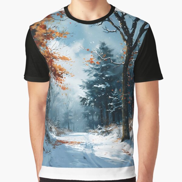 Winter Forest Serenity Pathway by Amr Siam T-Shirts, Hoodie, Sweatshirt | BlankRebels.com (Image 1)