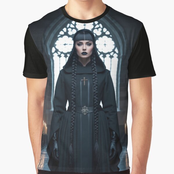 gothic woman – cathedral shadows – dark sacred elegance by Traumrausch T-Shirts, Hoodie, Sweatshirt (Image 1)