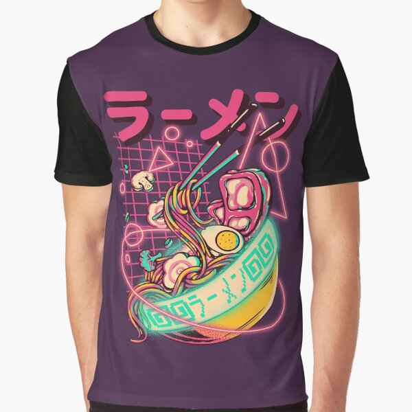 Retro Ramen - Retrowave Ramen With Geometric Neon elements, Udon Noodles Metaverse Cyberpunk Vaporwave synth... (Image 1)