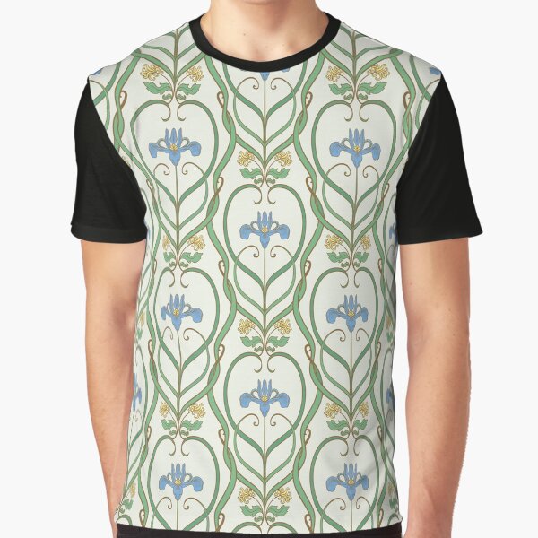 Art nouveau iris flowers pattern gift for vintage style lovers by trefail T-Shirts, Hoodie, Sweatshirt (Image 1)