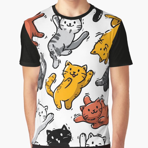 Seamless vector pattern of cute playful cats in different poses by keerthiBandara T-Shirts, Hoodie, Sweatshirt (Image 1)