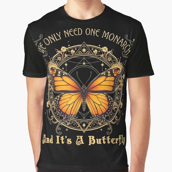 Beautiful Monarch Butterfly "Only One Monarch" Gold Filigree Art Design by YubitaLeLe T-Shirts, Hoodie, Sweatshirt (Image 1)
