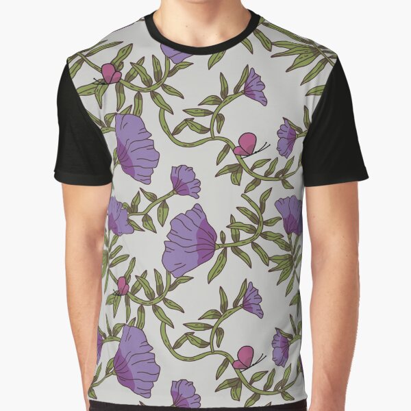 Colorful hand drawn illustration with lilac flowers and leaves, for summer mood by SashaMitkalova T-Shirts,... (Image 1)