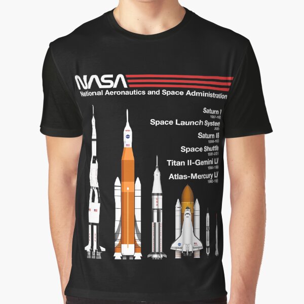 NASA Rockets - Saturn V, SLS, Saturn IB, Space Shuttle, Titan, Atlas Line Up by circumbinary T-Shirts, Hoodie,... (Image 1)
