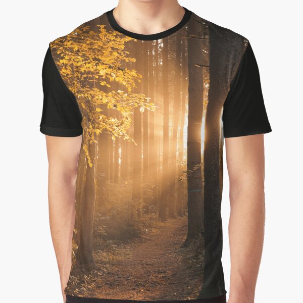Forest path with sun rays by Pietschi2022 T-Shirts, Hoodie, Sweatshirt | BlankRebels.com (Image 1)