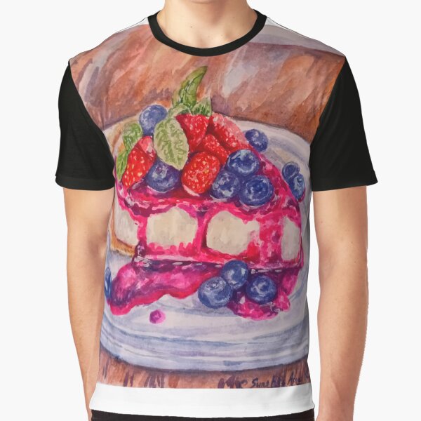 Chocolate Fruit Cake Realistic Watercolor Food Painting illustration by happiartworks T-Shirts, Hoodie, Sweatshirt (Image 1)