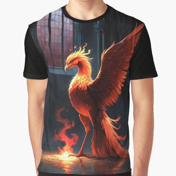 Phoenix Beneath Cathedral Light – Gothic Fantasy Print by semenol T-Shirts, Hoodie, Sweatshirt | BlankRebels.com (Image 1)