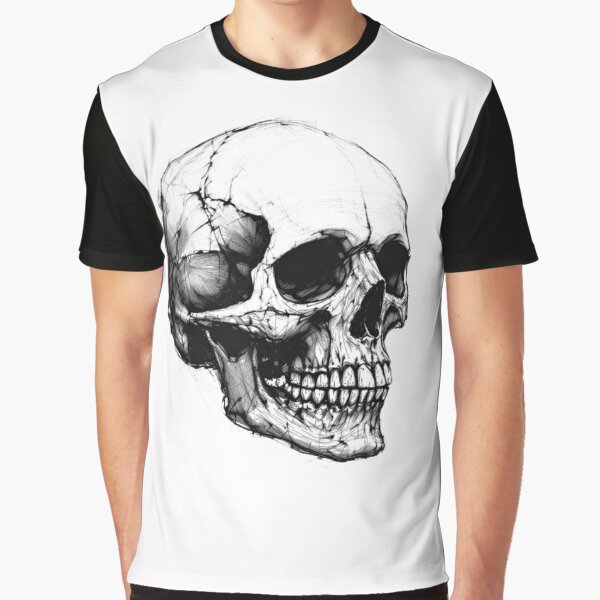 Skull Sketch Illustration – Dark Hand Drawn Gothic Art by Colorfulsigns T-Shirts, Hoodie, Sweatshirt (Image 1)
