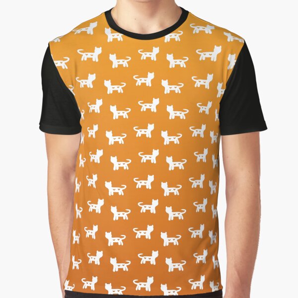 White Cats and Hearts on Orange Harvest Background by madtoyman T-Shirts, Hoodie, Sweatshirt | BlankRebels.com (Image 1)