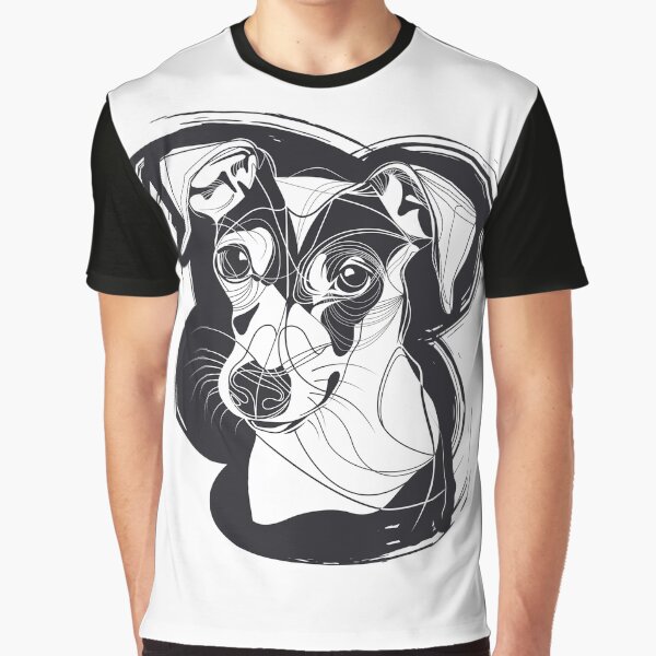 Monochrome Dog Line Art Portrait by Voysla T-Shirts, Hoodie, Sweatshirt | BlankRebels.com (Image 1)