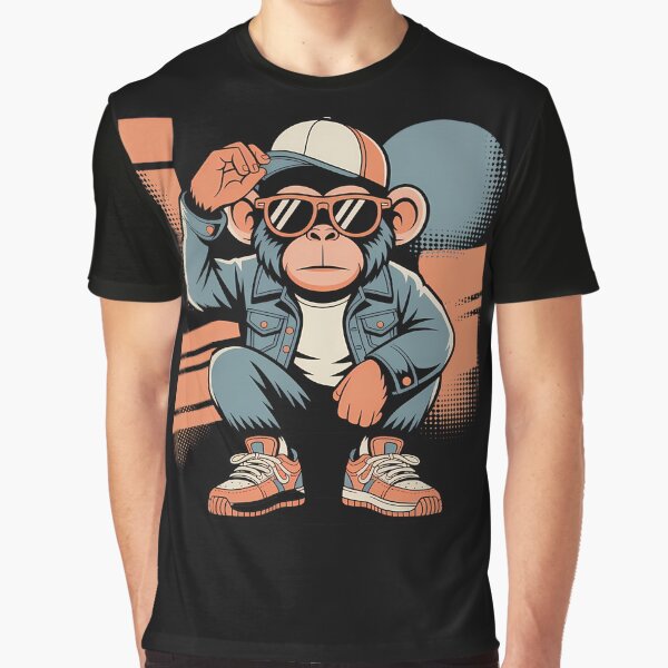 Retro Urban Monkey Vintage Streetwear Art by ElizabethNoer T-Shirts, Hoodie, Sweatshirt | BlankRebels.com (Image 1)