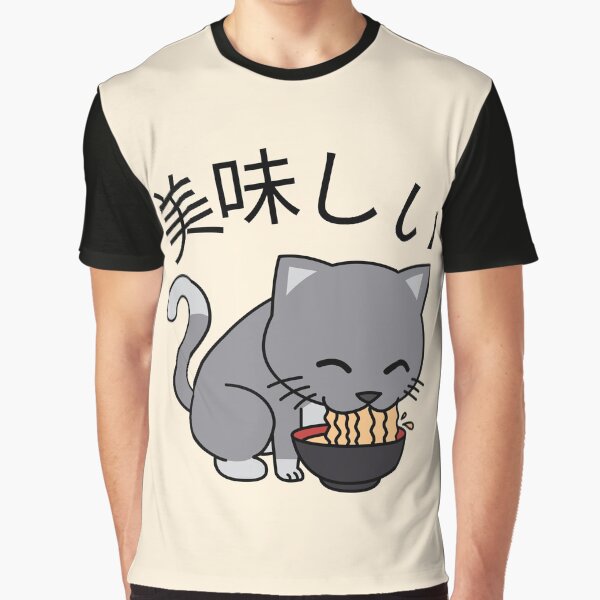Kawaii Cute Cat eating ramen noodles - Japanese Ramen - Gift for ramen lover by TamGustam T-Shirts, Hoodie,... (Image 1)