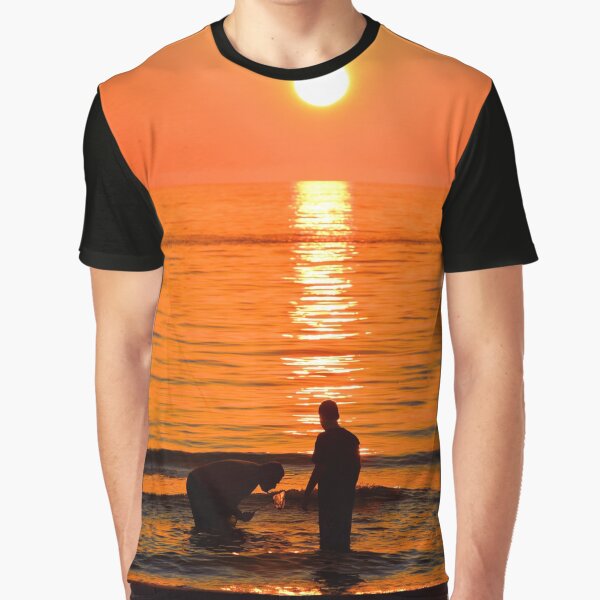 orange sunset ocean with two people by fineartbyK T-Shirts, Hoodie, Sweatshirt | BlankRebels.com (Image 1)