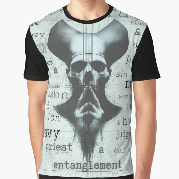 Heavy metal, skull sketch artwork, religious accents by silent-violin T-Shirts, Hoodie, Sweatshirt (Image 1)