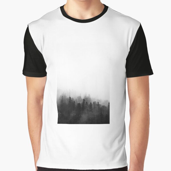 Fantasy Forest in Mist – Moody Black and White Nature Landscape by Nick9780 T-Shirts, Hoodie, Sweatshirt (Image 1)