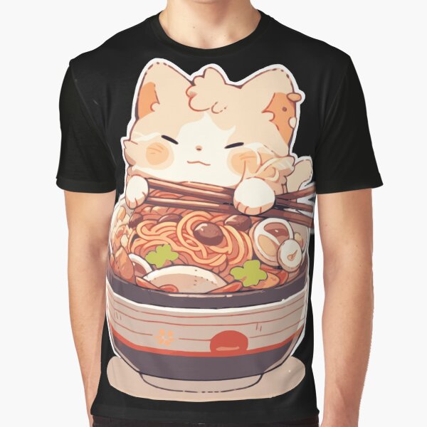 Cat eating ramen - kawaii, anime by peterwest T-Shirts, Hoodie, Sweatshirt | BlankRebels.com (Image 1)