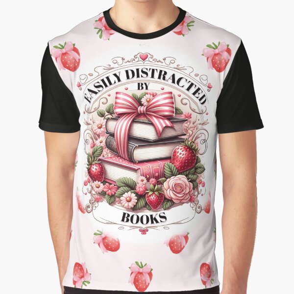Easily Distracted by Books - Cute Aesthetic Design by TshirtsUK T-Shirts, Hoodie, Sweatshirt | BlankRebels.com (Image 1)