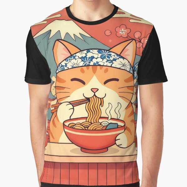 cats, ramen, and fuji mountain by hafako T-Shirts, Hoodie, Sweatshirt | BlankRebels.com (Image 1)