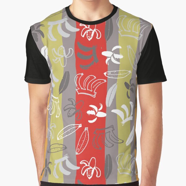 Vector grey colourful stripes hand drawn bananas doodle background pattern by jamiesoondesign T-Shirts, Hoodie,... (Image 1)