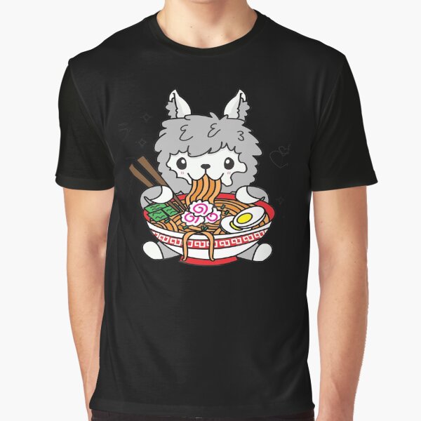 Grey Llama Eating Ramen Cute Kawaii Noodles by YueHeng Creates ⭐⭐⭐⭐⭐ T-Shirts, Hoodie, Sweatshirt | BlankRebels.com (Image 1)