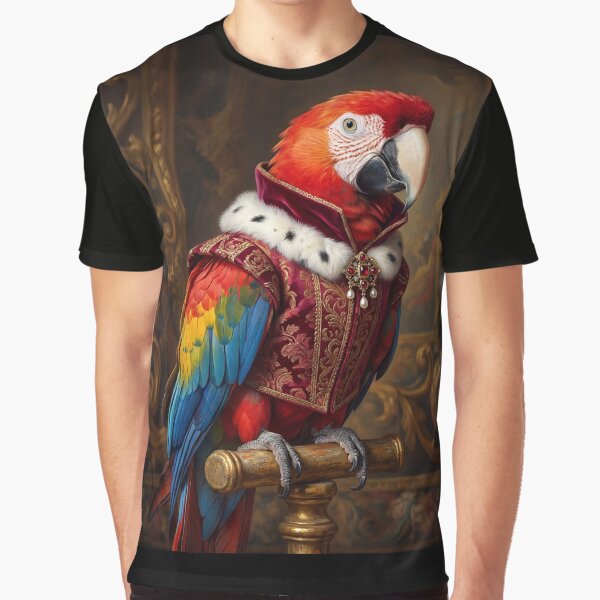 Regal Macaw parrot cool animal Tudor style portrait art by Vintage Designs + T-Shirts, Hoodie, Sweatshirt (Image 1)