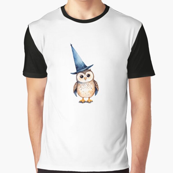 Vibrant Watercolor owl is wearing a blue hat by Victoria Riabov T-Shirts, Hoodie, Sweatshirt | BlankRebels.com (Image 1)