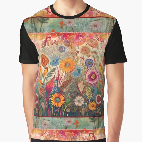 Retro Hippie: Folk Art Garden by J Marielle Designs T-Shirts, Hoodie, Sweatshirt | BlankRebels.com (Image 1)