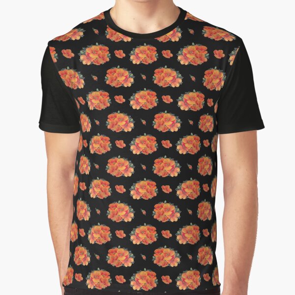 Orange vintage poppies on black by LittleBettyMakes T-Shirts, Hoodie, Sweatshirt | BlankRebels.com (Image 1)