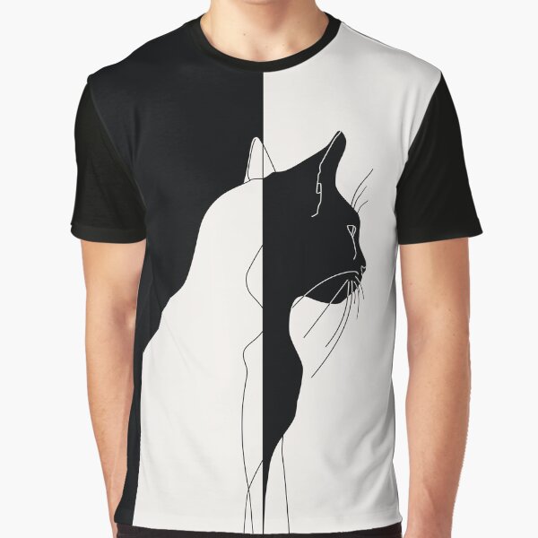 Monochrome Cat Line Art Portrait by Voysla T-Shirts, Hoodie, Sweatshirt | BlankRebels.com (Image 1)