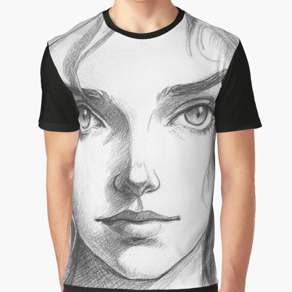 Graphite Portrait Drawing – Emotional Depth & Texture by FusionNexusArt T-Shirts, Hoodie, Sweatshirt (Image 1)