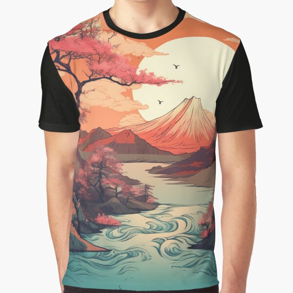 A Japanese Art Style Landscape Design by Sketch-Shack T-Shirts, Hoodie, Sweatshirt | BlankRebels.com (Image 1)