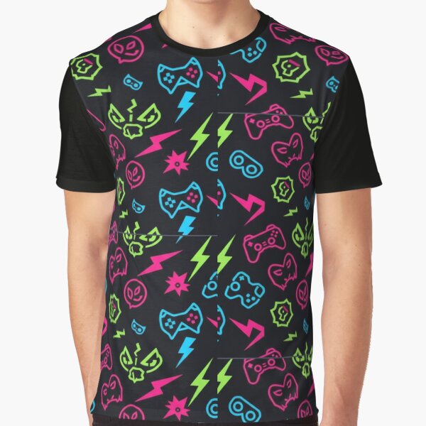 Neon Gaming Adventure Pattern by StickVerse by Owais T-Shirts, Hoodie, Sweatshirt | BlankRebels.com (Image 1)