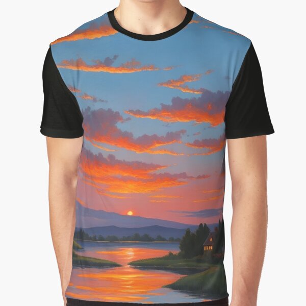 River of Golden Hues Sunset Glow by Permana96 T-Shirts, Hoodie, Sweatshirt | BlankRebels.com (Image 1)