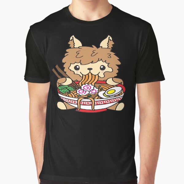 Brown Llama Eating Ramen Cute Kawaii Noodles by YueHeng Creates ⭐⭐⭐⭐⭐ T-Shirts, Hoodie, Sweatshirt (Image 1)