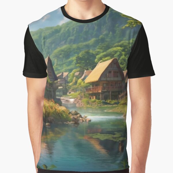 Peaceful Village along the River’s Edge by BlareBlare T-Shirts, Hoodie, Sweatshirt | BlankRebels.com (Image 1)