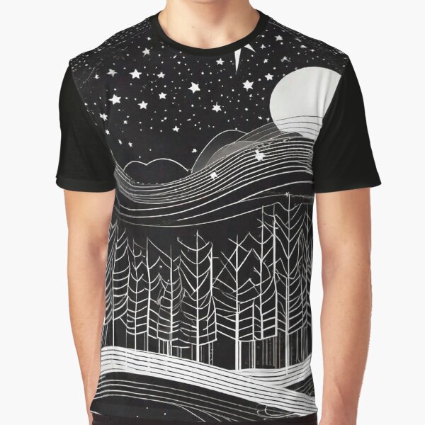 Moon and Stars Magical Forest Dream 90 by AI Crypto Warlord T-Shirts, Hoodie, Sweatshirt | BlankRebels.com (Image 1)
