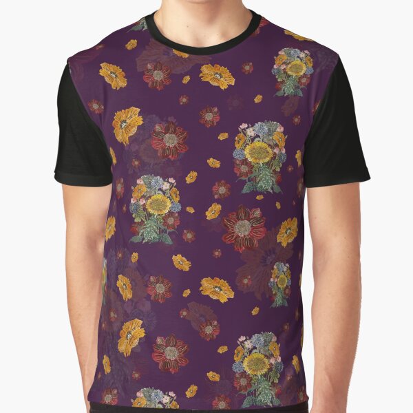 Bouquet flower seamless pattern on violet background by Yana Mustafina | Boho Soulful Designs T-Shirts, Hoodie,... (Image 1)