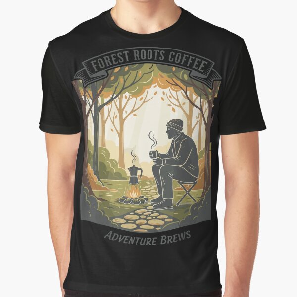 Forest Roots Coffee – Adventure Brews Vintage Badge Illustration by Evaevonechi T-Shirts, Hoodie, Sweatshirt (Image 1)