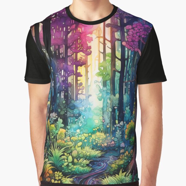 Magic Forest Watercolor and Ink Painting by VisionDuke T-Shirts, Hoodie, Sweatshirt | BlankRebels.com (Image 1)