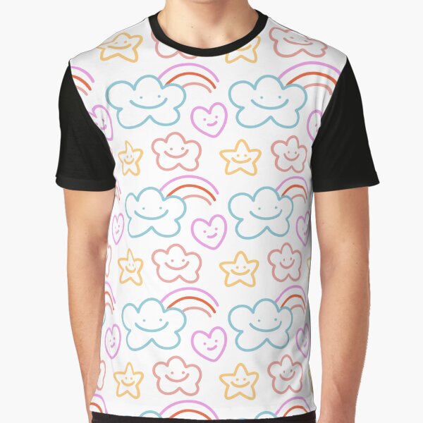 Rainbow and cloud smiley simple minimal line doodle colorful scribble pattern by TNwandesignart T-Shirts,... (Image 1)