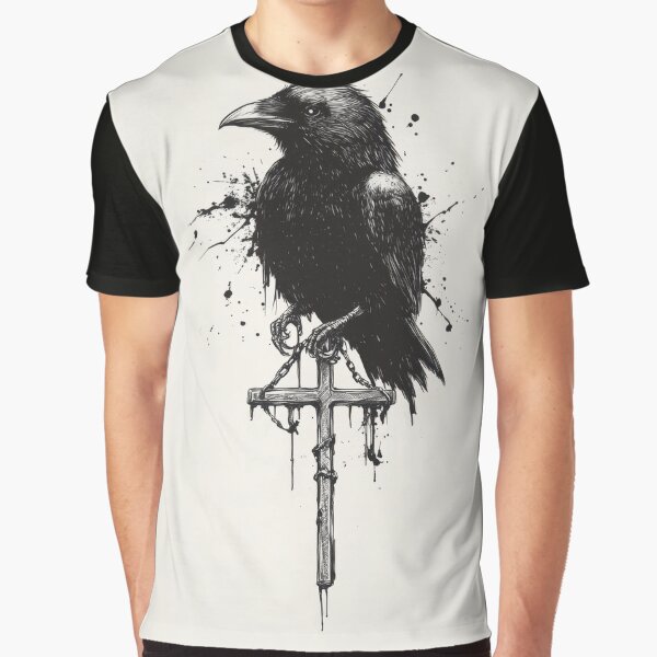 Raven on sword with ink splatters by anytka T-Shirts, Hoodie, Sweatshirt | BlankRebels.com (Image 1)