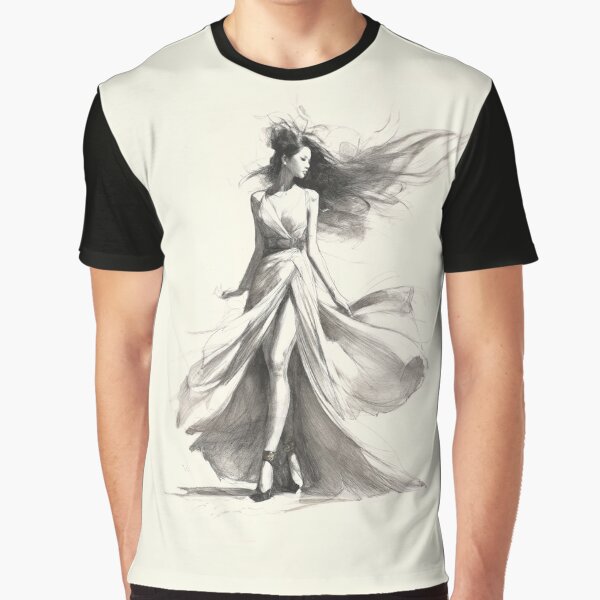 Fashion Woman Sketch Art by ArtFactoryAI T-Shirts, Hoodie, Sweatshirt | BlankRebels.com (Image 1)