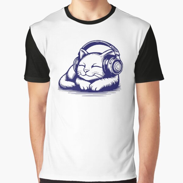 Cat with closed eyes enjoying music in headphones by BellaRoxiell T-Shirts, Hoodie, Sweatshirt | BlankRebels.com (Image 1)