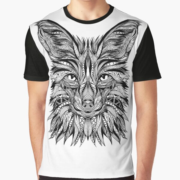 Fox Wise Woods Creature Wildlife Ornament black by PolaMaku T-Shirts, Hoodie, Sweatshirt | BlankRebels.com (Image 1)