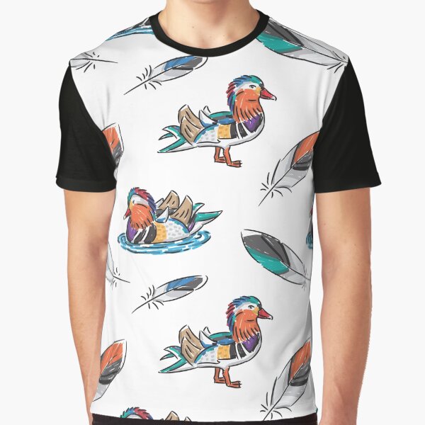 Mandarin ducks and colorful feathers by AleksOrel T-Shirts, Hoodie, Sweatshirt | BlankRebels.com (Image 1)