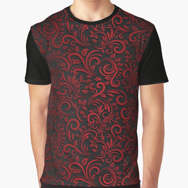 Seamless Pattern With Shadow, Red And Black Progressive Colouring Floral Ornamental by TiiNGA T-Shirts, Hoodie,... (Image 1)